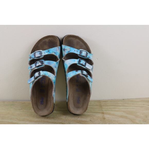 Birkenstock Papillio Sandals Womens 8 Florida Blue Pixel Soft Foot Bed Narrow - Picture 4 of 7